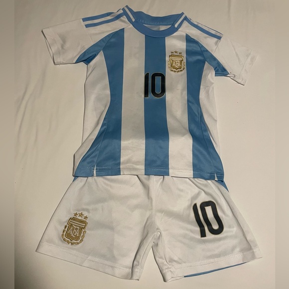 Messi Argentina 🇦🇷 Soccer Jersey & Shorts Set Kids Size US 20 - Picture 2 of 6